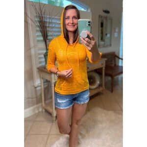 Burnout Drawstring Hoodie Pocket Yellow Gold 4220